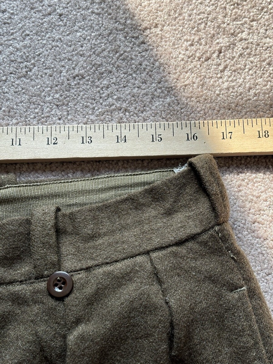 Vintage Pants Green Wool Military Army Pleated Buttonfly Vintage Pants Green Wool Military Army Pleated Buttonfly