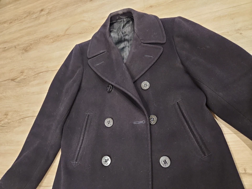 美国海军 PEMBROKE PEACOAT 38R / 小号复古 100% 羊毛。 — 第 2/4 张图片
