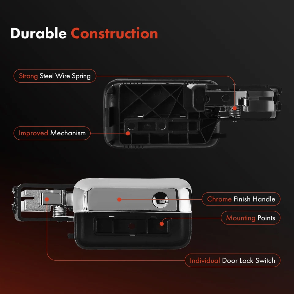 Manija de puerta interior trasera derecha cromada + negra para Ford F-150 04-07 Lincoln 5,4 L Foto 4 de 4