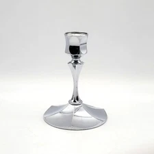 Irvinware Chrome Candle Stick Holder 4.5" tall 3.25" wide 3/4" Candles  USA