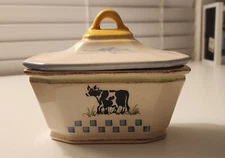 Obrarte Ceramic Hand Painted Ceramic Civered Serving Dish Portugal Animals Vtg