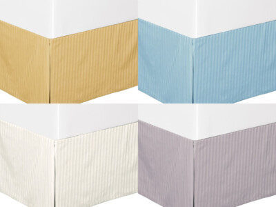 100% Cotton 320TC Damask Stripe Olympic Queen Bed Skirts