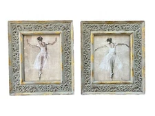 The Bombay Company Framed Ballerina Prints Set of 2 Gold Gilt Ornate Wood Frames