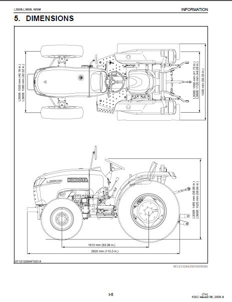 Kubota L3008 L3608 Tractor WSM Service Repair Workshop