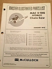 McCulloch MAC 5-10G Auto Illustrated Parts List Jan 1972