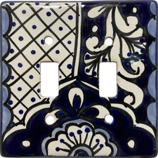 TalaMex Mexican Ceramic Wall Plate Traditional Double Toggle Switch Plate