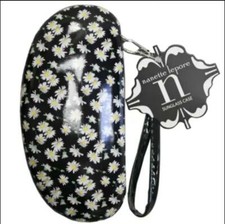 New Nanette Lepore Black White And Yellow Floral Sunglasses Hard Case Wristlet