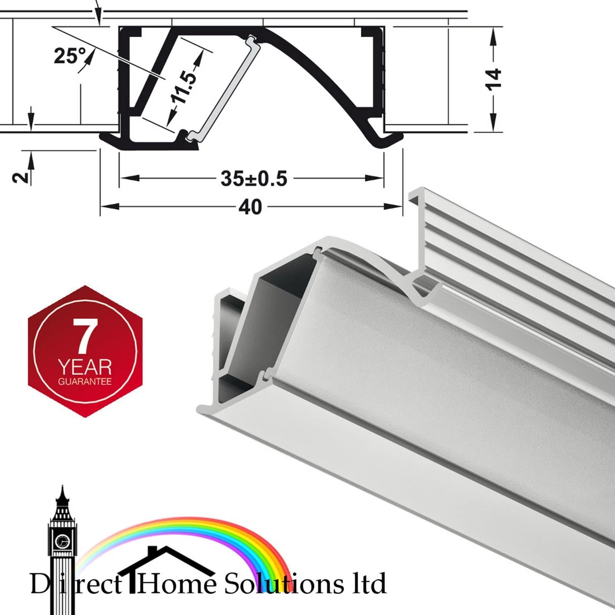 Hafele 1193 LED Strip Light Aluminium Profile Frost Finish Under