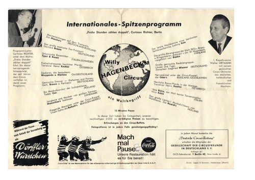 Programmheft Zirkus Hagenbeck ca. 1965 - Bild 2 von 2