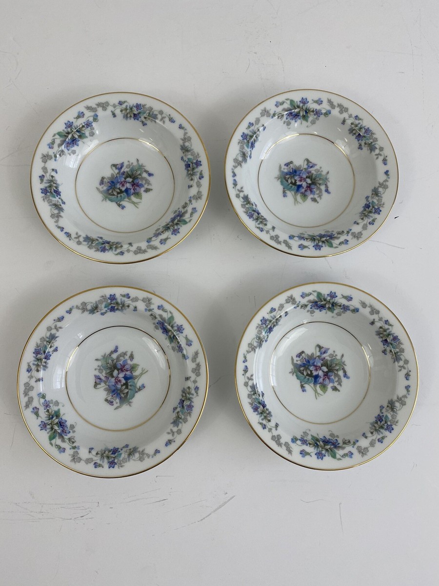 Noritake Violette 3054 Set Of 4 Gold Rimmed Dessert Bowl Noritake Violette 3054 Set Of 4 Gold Rimmed Dessert Bowl