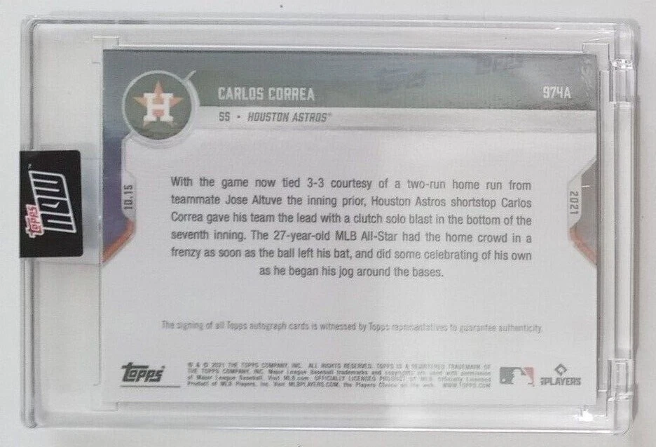 2021 CARLOS CORREA ENCASED ON CARD AUTO! 77/99 LAST 1 AVAILABLE! - Image 3 of 3