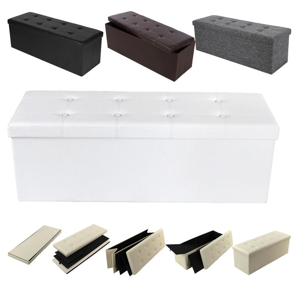 Faltbar Sitzhocker Sitzbank Sitzwürfel Sitztruhe Spielzeugkiste Ottomane 110cm - Bild 2 von 2