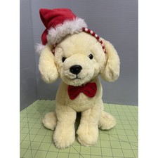FAO Schwarz Yellow Lab Puppy Dog Plush 14" Santa Hat Labrador Stuffed Animal