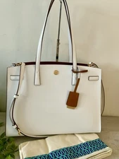 NWT TORY BURCH LARGE WALKER SATCHEL CROSSBODY GARDENIA (WHITE)
