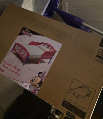 Disney Junior Minnie Mouse Toddler Bed Wood Painted, Crib Mattress Pink/Purple