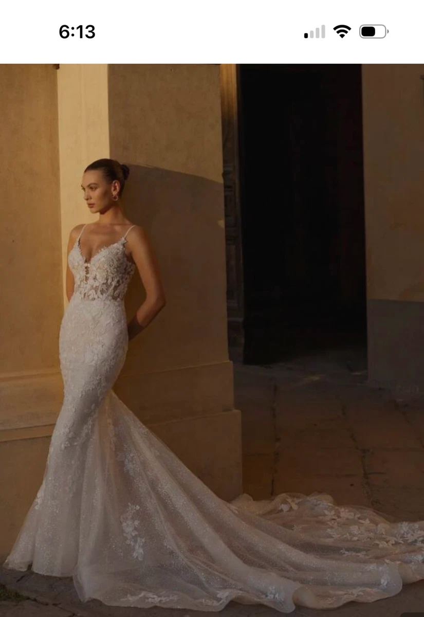a line wedding dress ebay Satin Bateau Neckline A-Line Wedding Dress With Lace Appliques WD192 US18 / Ivory
