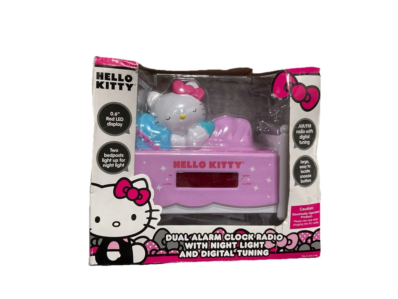 Hello Kitty Sleeping Pink Alarm Clock Radio Nightlight Sanrio