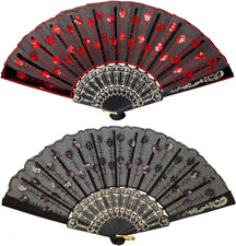 2 Pieces Lace Spanish Fan, Foldable Hand Fan for 1920S Dancing Costume, Spanish