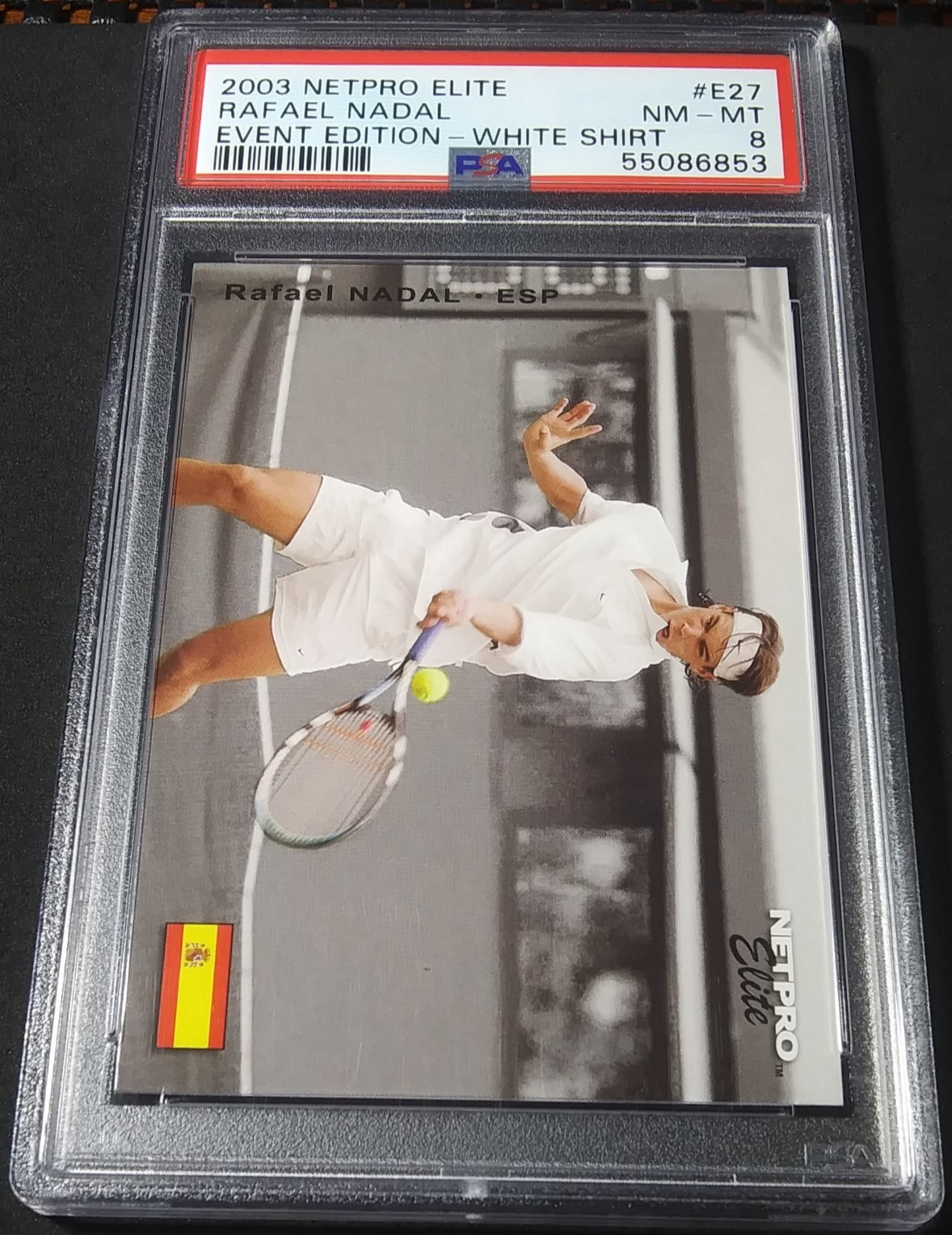 2003 NetPro Elite Event Edition White Shirt Rookie #E27 Rafael Nadal RC SP PSA 8 view 9