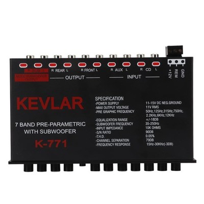 Car Audio Graphic Equalizer, 7 Bands EQ Car Amplifier Graphic Equalizer with Adj