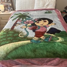 Dora the Explorer And Boots Quilt Comforter 60x75, Plush Great Condition