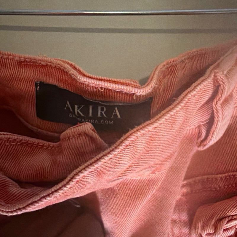 AKIRA Pink Denim Cargo Pants Slim Straight Leg Zip Pockets Women’s