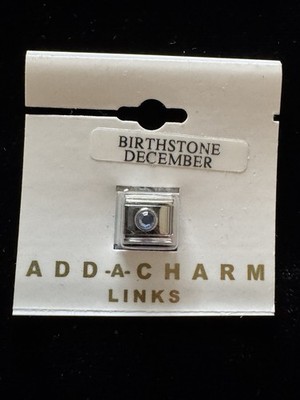 Italian Add A Link Charm 9mm December Birthstone Blue Topaz Bracelet Link