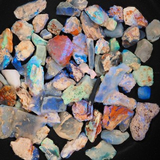 FABULOUS 156ct PARCEL COLORFUL BLACK OPAL ROUGH LIGHTNING RIDGE SMALL STONES #4