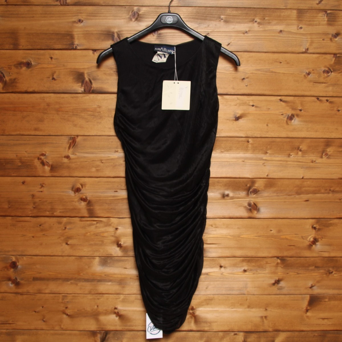 ALINA RUBINI dress size M New (Sa3150) Black Vintage Women Dead Stock