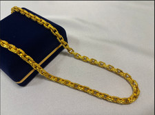 Pure 10K/18K/14K/24K Gold Knight Oval Shape 7MM 23in 81g Chain Necklace with Box