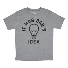 Youth Funny T Shirts Sarcastic It Was Dads Idea Graphic Novelty Tee for Kids