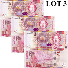 Bahamas 3 Dollars 2019 P 78 UNC Lot 3 pcs Fancy Lucky LOW S/N 00XXXX