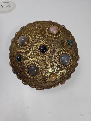 Vintage Agate Inlaid Moorish Wedding Jewelry Dressing Box - Picture 5 of 8