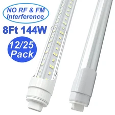 12/25Pcs 8 Foot Led Shop Light 144W R17D 8FT Led Tube Light HO Base T8 Rotatable