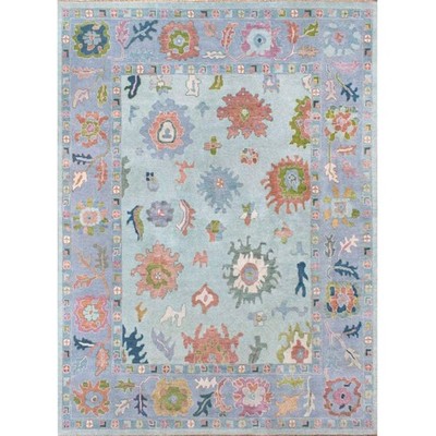 Aqua Blau Oushak Wollteppich Handgeknüpft Türkisch Vorleger Vintage Boho Dekor
