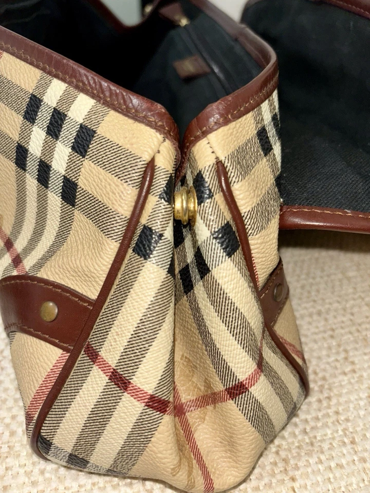Burberry Vintage Haymarket Tote Brown/Beige T-05-01. Made In Italy - Image 4 of 4