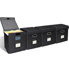 4 Pack Hanging File Folder Box with Lid, Durable Letter Size Filing Storage B...
