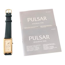 Mens Pulsar Watch Dual Display On New Leather Strap Working WWW2-5000