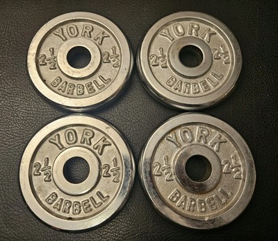VTG York Barbell FOUR Standard Weight Plates CHROME 1