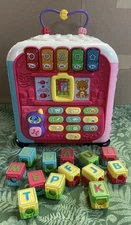 Vtech Alphabet activity cube complete 26 double sided letters & telephone Works!