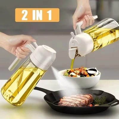 2 in 1 Öl Sprühflasche Nachfüllbar Kunststoff BBQ Kochen Olivenöl Sprühspender