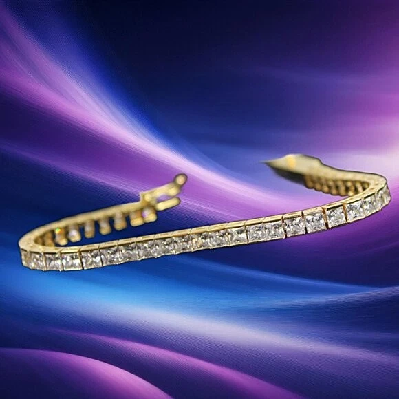 Pulsera estilo tenis circonita cúbica auricular oro acabado Crislu 3 mm Foto 3 de 4