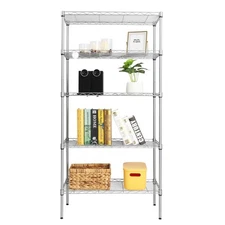 Adjustable Height 5 Tier Metal Storage Rack Shelves Kitchen Storage Standing
