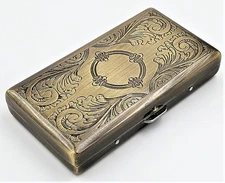 Cigarette Case Victorian Style Metal Holder for Regular, King Antique Brass 