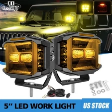 COLIGHT Amber 5" LED Side Shooter Work Light Bar Fog Lamp Driving Pods With DRL