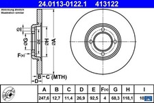 2x Bremsscheibe Ate 24.0113-0122.1 2 Bremsscheiben Vorderachse Vorne für Ford