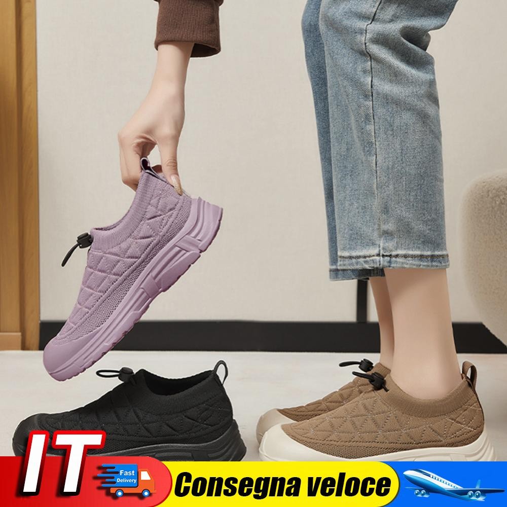 SAOLA Women Slip On Shoes Sneakers Mesh Breathable Thick Sole Flat Shoes Casual Loafer