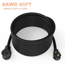 8AWG Welder Extension Cord 45ft, STW 10AWG/3C, ETL Listed, NEMA 6-50P to 6-50R