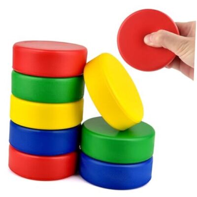 /16PCS Foam Hockey Pucks, Ice Hockey Pucks for 8 Red,Green,Blue,Yellow