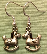ROCKING HORSE EARRINGS - Pewter with Sterling Silver Ear Wires